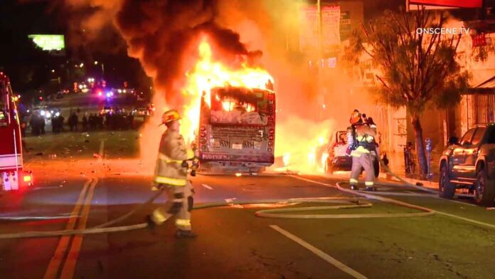 LA fire after Dodgers win